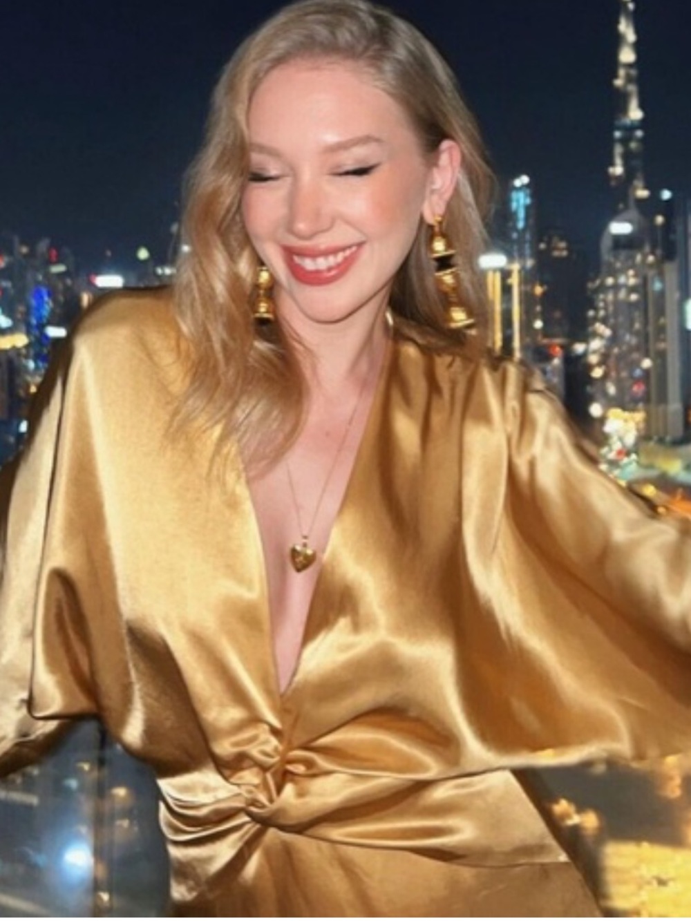NWT ZARA WOMAN GOLD SATIN-EFFECT DRESS WITH KNOT DETAIL